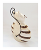 Vintage Studio Art Pottery Ceramic Very Characterful Smiling Striped Cat Figuring / Ornament with Metal Whiskers and Tail