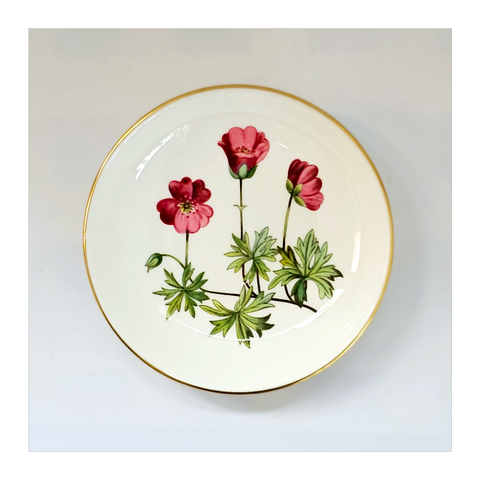 Vintage Minton Bone China Pin Dish / Trinket Dish Geranium