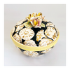 Rare Vintage Italian Hand Painted Majolica Floral Embossed Lidded Sweet Bowl / Jewellery Box