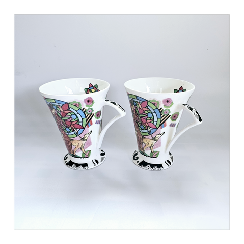 A Pair of Art Deco Style Ribal Fine Bone China Mugs