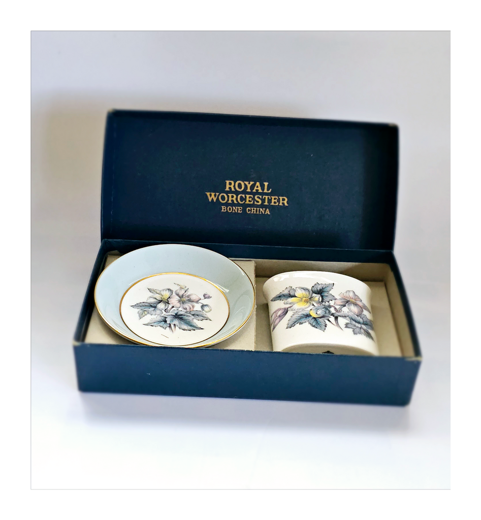 Vintage Royal Worcester Bone China Woodland Design Pin Dish / Toothpick Holder / Small Vase