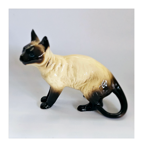 Vintage 1970's Coopercraft Ceramic Siamese Cat Figurine