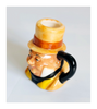 Vintage 1980's Glazed Ceramic Micawber Miniature Toby Jug / Character Jug Signed Peter Jackson by Franklin Mint