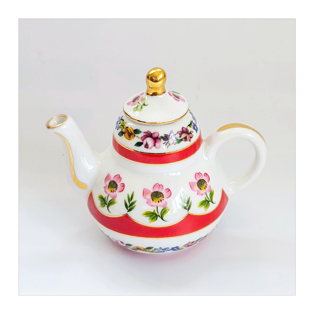 Vintage 1960's Special Edition PA Porcelain Art Miniature Teapot, Floral Design