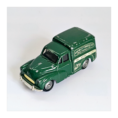 Vintage 1960's Lledo Promotional Green Morris Minor Van, "Enfield Timber Co"