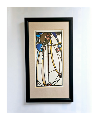 Rare Vintage Charles Rennie Mackintosh (1868 - 1928) Print of The Rose Boudoir Stained Glass Panel Designed for an Exhibition in 1902
