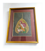 Vintage 1970's Indian Hand Painted Dried Banana Leaf Painting of a Couple with their Child