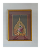 Vintage 1970's Indian Hand Painted Dried Banana Leaf Painting of a Woman Lowering a Water Pitcher into a Well