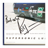 Rare Signed Vintage 1997 Framed Castrol Supersonic Lubricant Advertising Poster of Andy Green and Thrust SSC in Black Rock Desert, Nevada USA