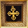 Buddhist Double Dorje Varja Spiritual Power Gold Plated Pendant in a Beautiful Wooden Frame