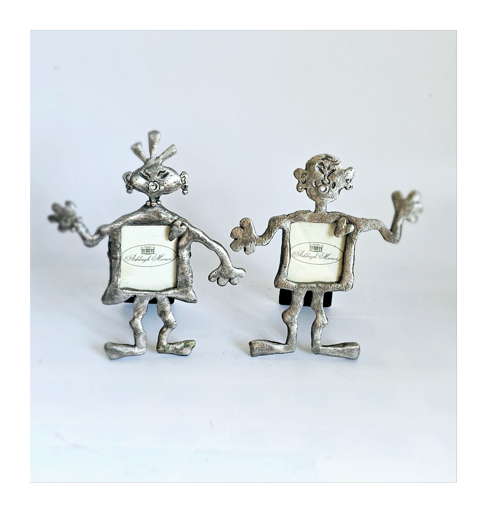 Vintage 1990's Pair of Ashleigh Manor Pewter Photo Frames 4cm by 4.5 cm