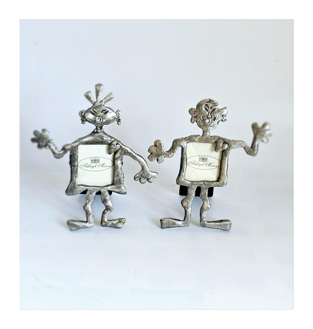 Vintage 1990's Pair of Ashleigh Manor Pewter Photo Frames 4cm by 4.5 cm