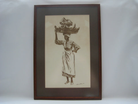Drawing of an Old Lady Selling Yams by Patrick Hoyos