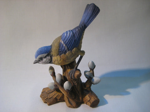Hand painted Blue Tit (Parus Caeruleus) figurine ornament