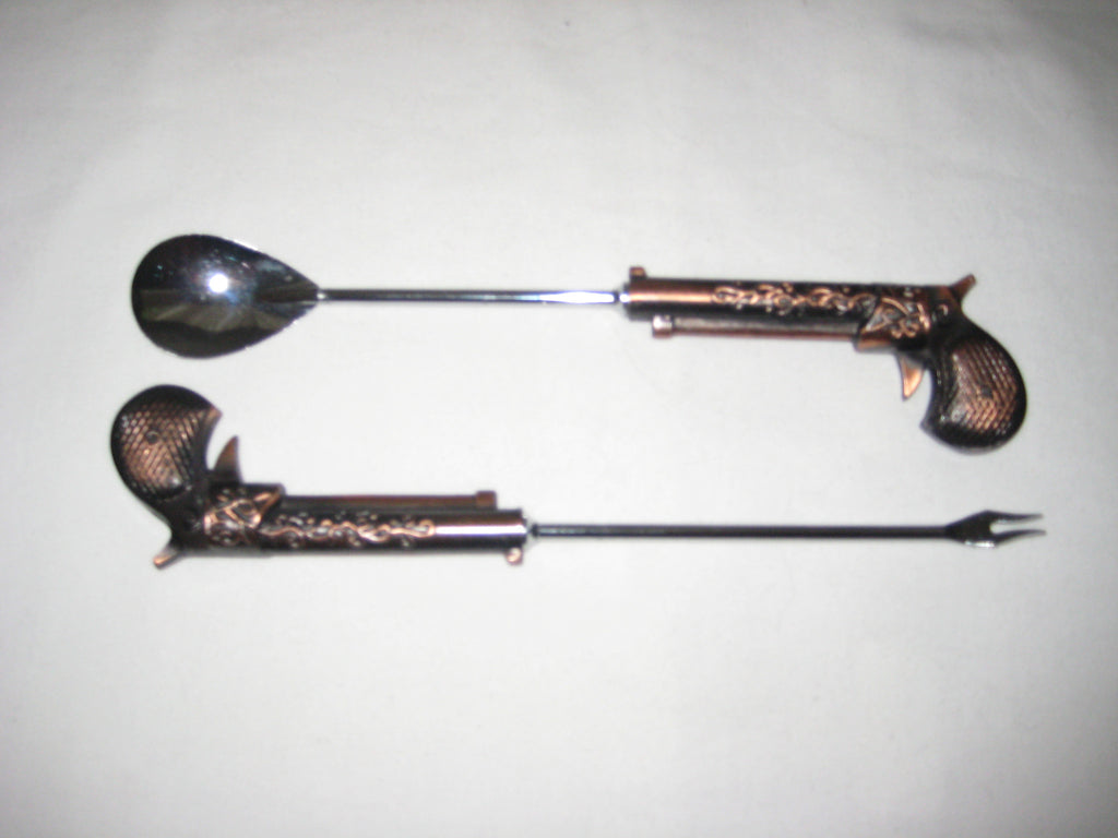 Decorative brass and stainless Steel pickle spoon and fork