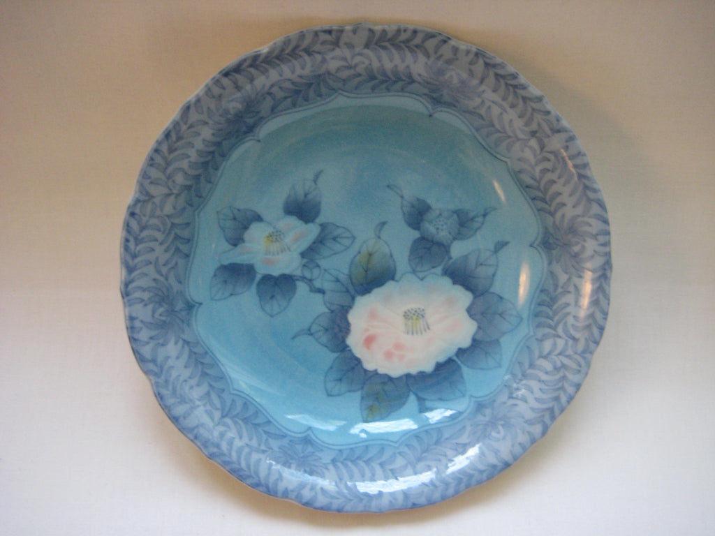 Hand Painted Deep Plate with a Signature at the Base