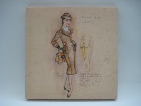 Original 1950s Fashion Sketch from Paris France  in Pencil and Watercolour on canvas