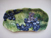 Italian Hand Painted Majolica embossed shallow bowl with vine leaves and grapes pattern