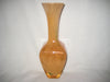 Murano style glass vase in Amber with streaks of orange, red, green colours
