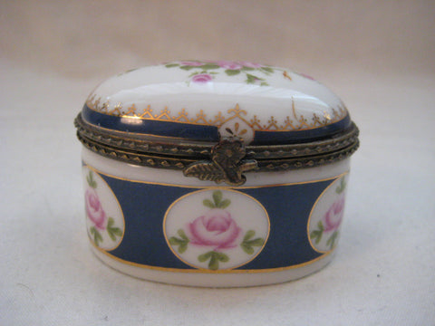 Ornamental porcelain pill box / Trinket Box