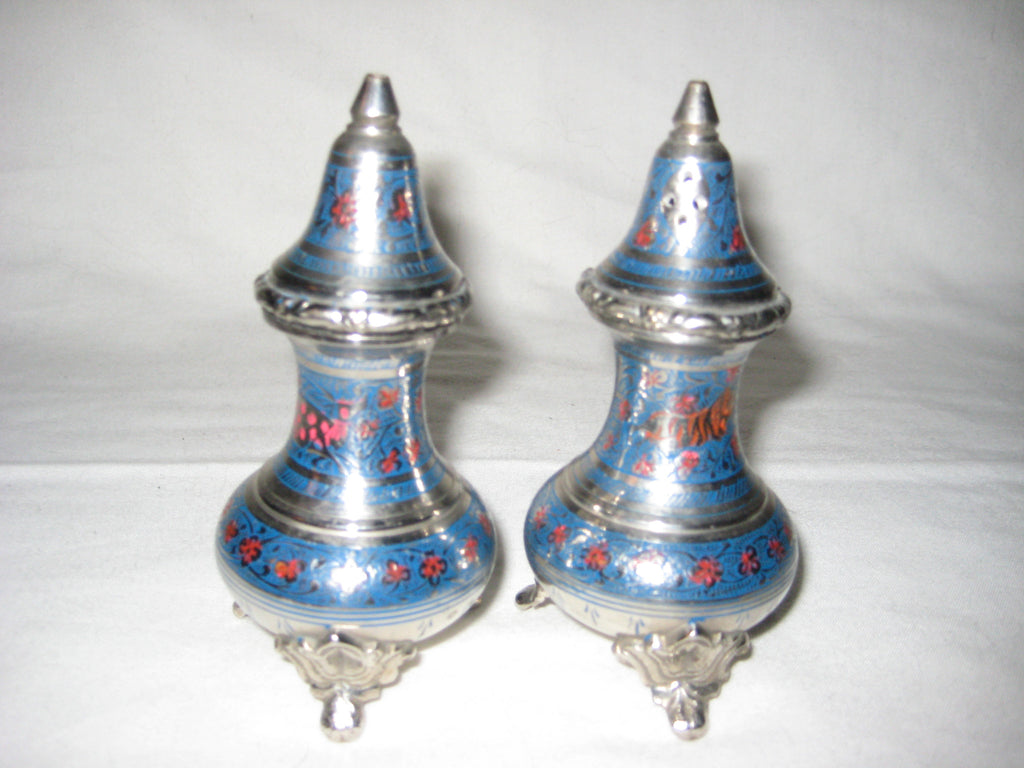 Ornamental metal salt and pepper shaker