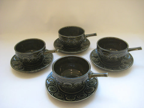 Vintage Retro 1960's/1970's Tams Ware Set of 4 Soup Bowls and Saucers