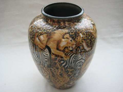 La Vie hand crafted art decoupage porcelain vase