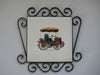 Cast iron and Ceramic Art Tiles with Classic Car Illustration