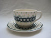 W'ART dinnerware hand painted original Italian design - Set of four cups & saucers and a teapot