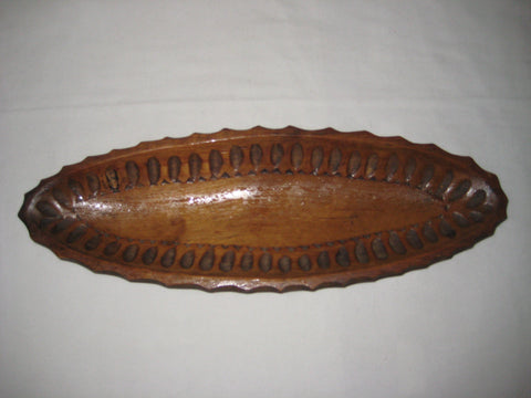 Hand carved wooden oval plate